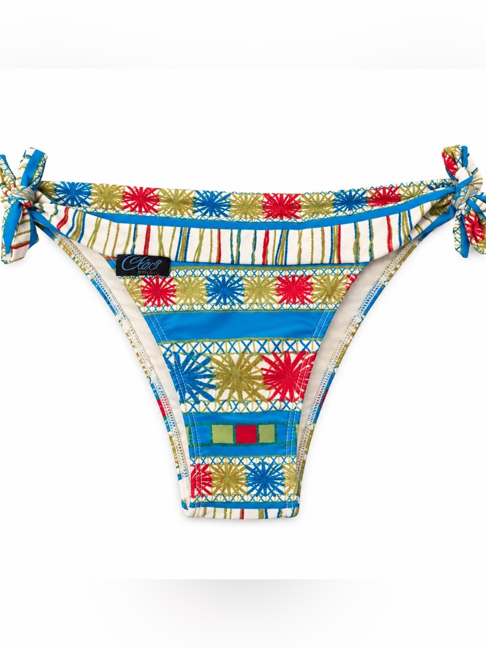 Cleo Brasil Y2K Brazilian Tie Side Bikini Bottom Multicolor Small Rare HTF